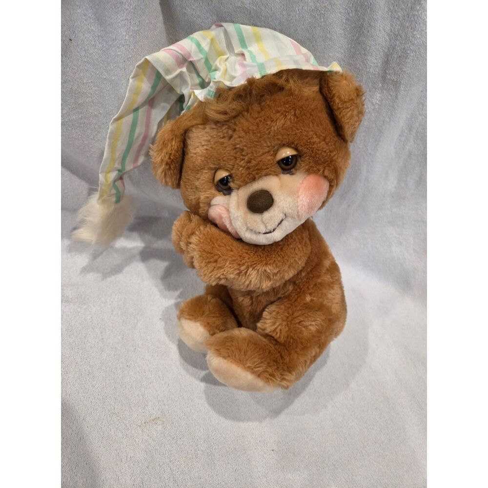 VTG 1985 Fisher Price Teddy Beddy Bear Plush Nightcap Hat #1401 Quaker Oats 10"